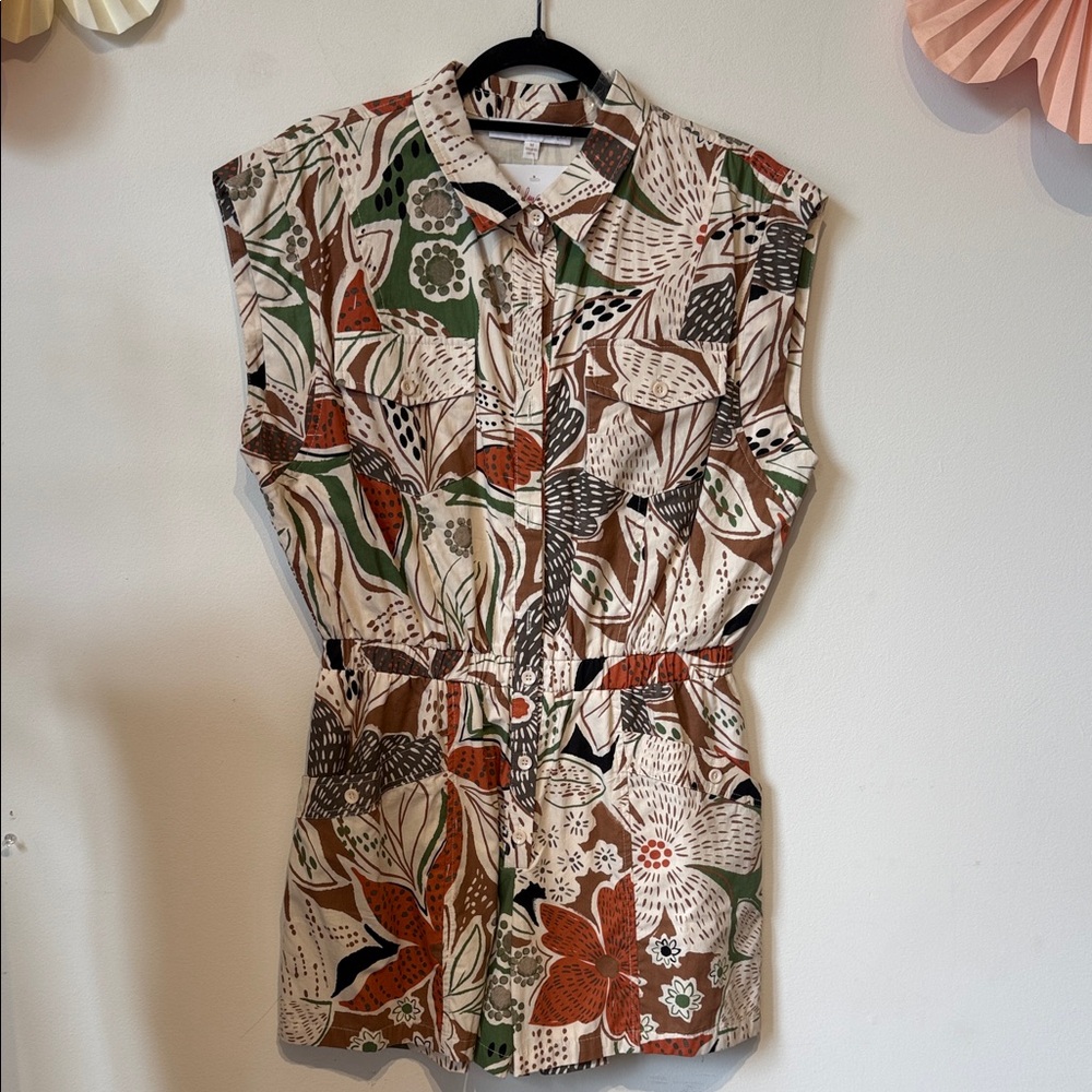 Karlie neutral printed romper MEDIUM NWT
